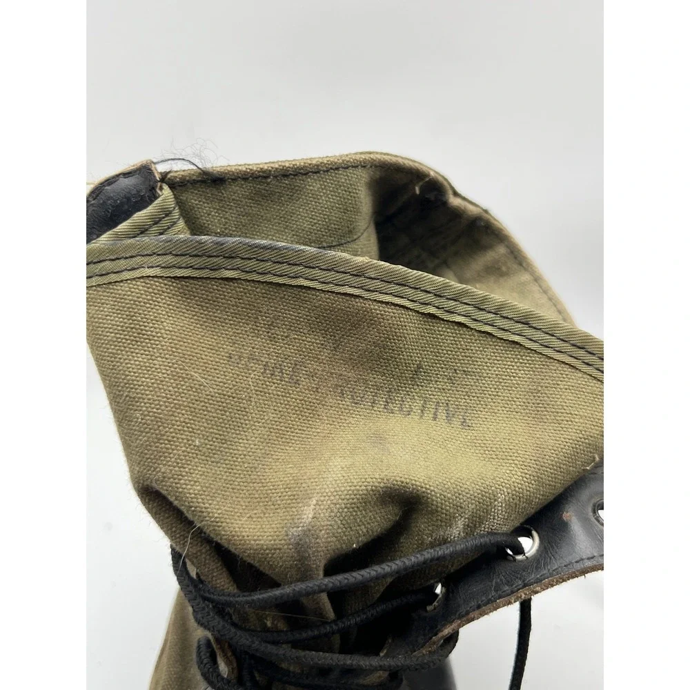 Vintage 90s Military Jungle Boots Black Leather Olive Canvas Panama Sole Size 10